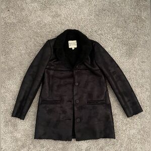 New Mango Black Sherpa Collar Jacket